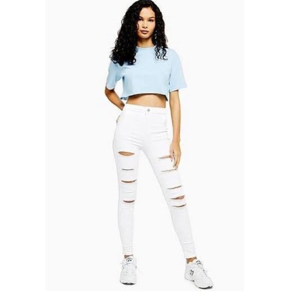 TopShop Moto Jamie Distressed White Jeans W30 L28 Petite - Picture 1 of 11